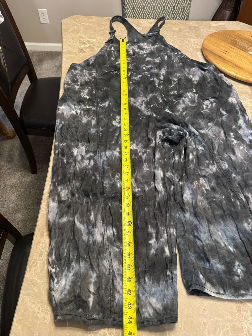 Cynthia Ashby Womens Emen Overall 100% Linen Thunder Tie Dye Size XL - Picture 14 of 16